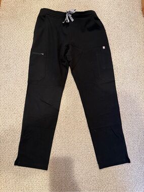 Figs Black Straight-Leg Scrub Pants with Gray Drawstring